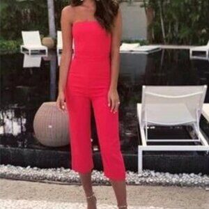 Kookai Strapless Oyster Jumpsuit Coral Red Size 34/US XS